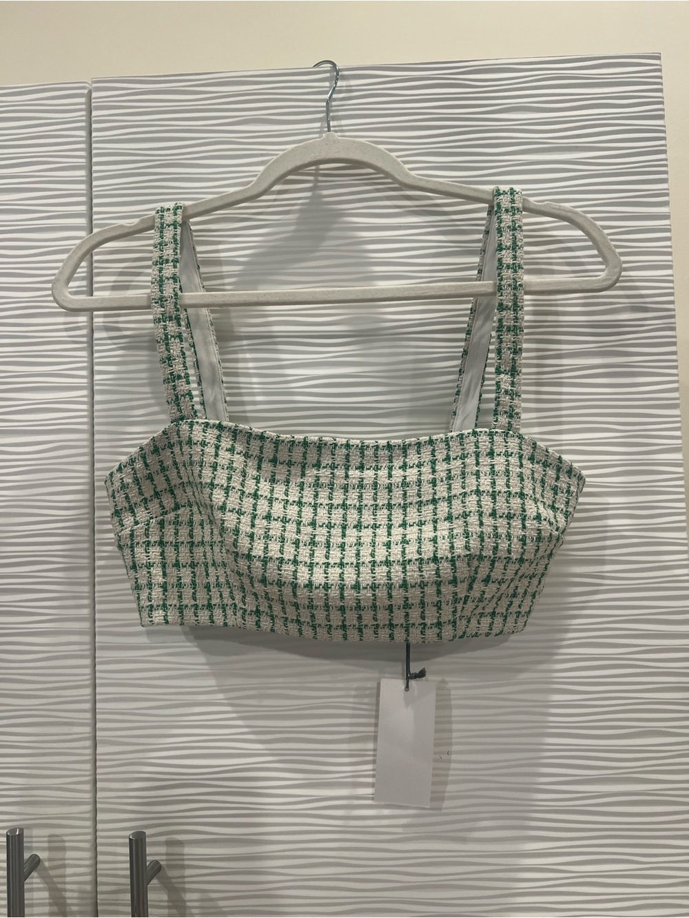 Wayf Green and Cream Tweed Jacket with Matching Bustier - Picture 5 of 7